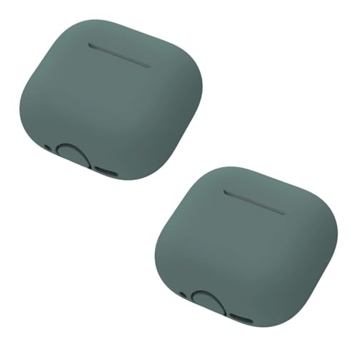 Thin Silicone Cover Effect Design Earbud Case Smooth Charging Silicone Protector for Earbuds Snug Case with Design - color: Dark Green
