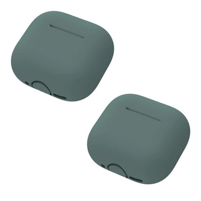 Thin Silicone Cover Effect Design Earbud Case Smooth Charging Silicone Protector for Earbuds Snug Case with Design - color: Dark Green