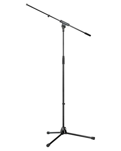K&M Konig & Meyer 21060.500.55 Tripod Microphone Stand With Boom Arm | Easy Clutch Height Adjustment | Folding Leg Design | Zinc Die-Cast Base | Pro Grade for all Musicians | German Made | Black - color: Black