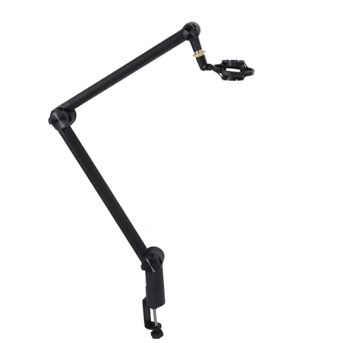 Zerone Adjustable Microphone Boom Arm Stand,Full 360 Degrees Rotation Mic Suspension Boom Arm Stand,Cable Management Channels, 3/8 to 5/8 Screw Adapter, Ideal for Podcast Streaming,