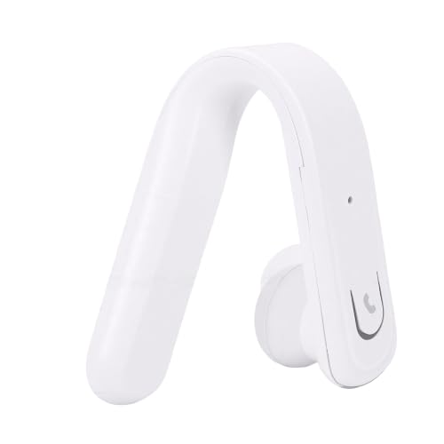 Single Ear Bluetooth Headset, Handsfree Earphone with Mic, IP67 Water Proof Ear Hook Wireless Earpiece for Truck Driver Laptop Cell Phone (White) - color: White