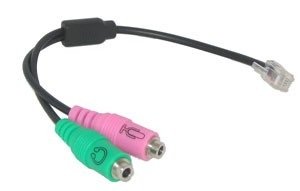 PC Dual 3.5mm Headset to RJ9/RJ10/RJ22 Phone Adapter (PC35-RJ9A)