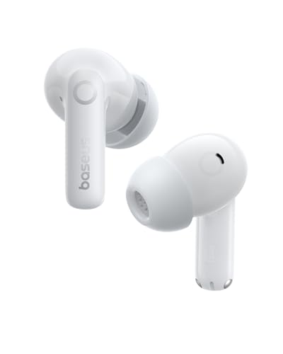 Baseus Bass BP1 Pro Noise Cancelling Wireless Earbuds, Real-Time Adaptive Noise Cancelling, Adaptive Active EQ, LDAC Hi-Res Sound, 6-Mic AI Clear Calls, 55H Playtime, IP55 Waterproof, Bluetooth 6.0 - color: Moon White