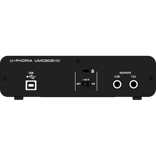 Behringer UMC202HD Audiophile 2x2, 24-Bit/192 kHz USB Audio Interface with Midas Mic Preamplifiers | For Recording Microphones and Instruments