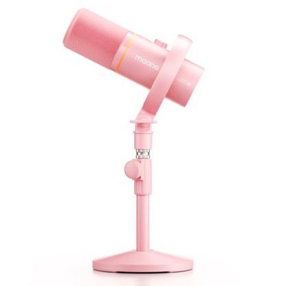 MAONO PD200W Hybrid Wireless Podcast Microphone for PC, Dynamic XLR USB Mic - color: Pink