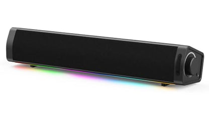 Computer Speakers for Desktop PC, RGB Gaming Soundbar with 3 Sound Modes | Desktop Monitor Speakers with Enhanced Bass, Headphone Jack, and USB-C/USB-A adapter for Windows, Mac, and PS5. Plug and Play