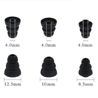 6 Pairs Triple Flange Ear Tips Triple Flange Earbud Replacement Tip Compatible with Most Earbuds Diameter 4mm - 5mm in-Ear Earphones, S/M/L(Black) 431B6P - color: Black