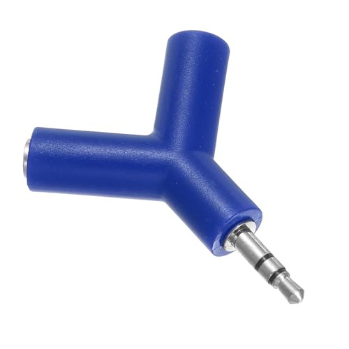MECCANIXITY Headphone Splitter Adapter, 3.5mm Male to 2 Port Female Y Jack Aux Stereo Splitter for Phone Headset PS4 Switch Tablets, Dark Blue - color: Dark Blue