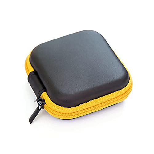 Sewroro Mini EVA Headphone Case, Portable Travel Earphone Pouch, Earbud Storage Box, USB Cable Holder, 2.95 x 2.95 x 0.98 Inches (Yellow) - color: Yellow