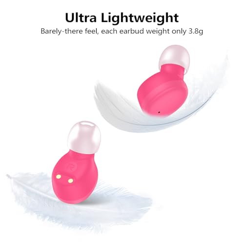 kurdene Wireless Earbuds Bluetooth 5.3 Light Weight in Ear Headphones | Premium Sound Bass Ear buds with Charging Case,Touch Control,Built in Mics Headset,Clear Calls for Sports Workout Hot Pink - color: Hot Pink