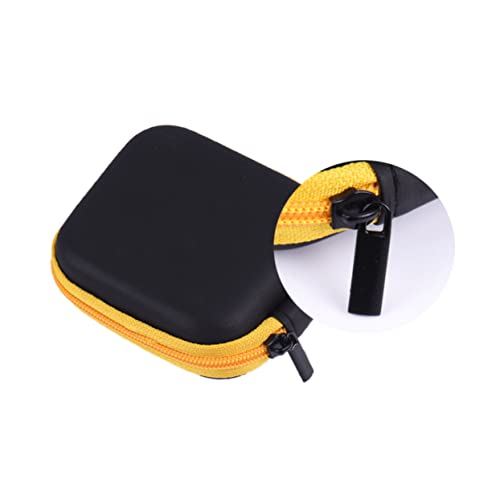 Lurrose Portable Mini EVA Headphone Case Hard Water Resistant Earphone Pouch with Soft Lining and Mesh Pocket for Travel Carrying Small Accessories Yellow