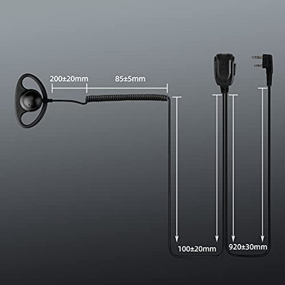 Retevis Walkie Talkie Earpiece with Mic, for RT22/RT68/RT21/H777/RT27 - style: D-Type with Coil Tube