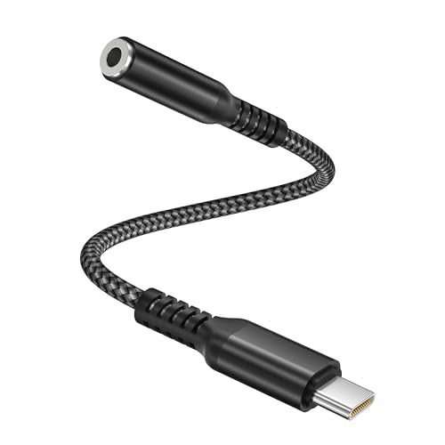 Elebase Galaxy S26 Headphone Aux Adapter 0.6FT,USB C to 3.5mm Audio Jack - size: USB C to 3.5mm, style: Black