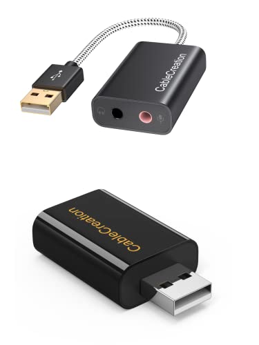CableCreation USB Audio Adapter with 3.5mm Jack Bundle with USB Audio Adapter External Sound Card