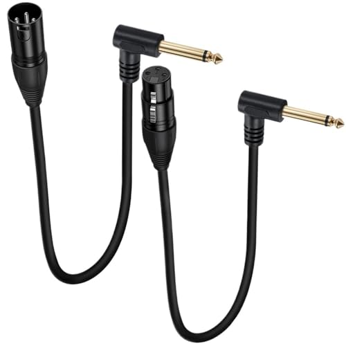 90 Degree Right Angle 1/4 Inch TRS to XLR Male Balanced Signal Interconnect Cable Quarter inch to XLR Patch Cable 0.5m(6.35mm Mono Male) - color: 6.35mm Mono Male
