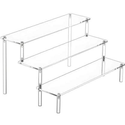 3-Tier Acrylic HiFi Stand with Aluminum Poles Desktop DAC & Amplifier Shelf Compact Audio Rack for Home Theater & Music Setup Stylish Audio