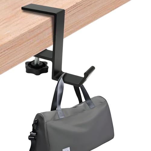 Desk Hooks for Bag & Headset Stand, Gray | Purse Hook for Table, Space-Saving Under Table Hanger, Aluminum - color: Gray