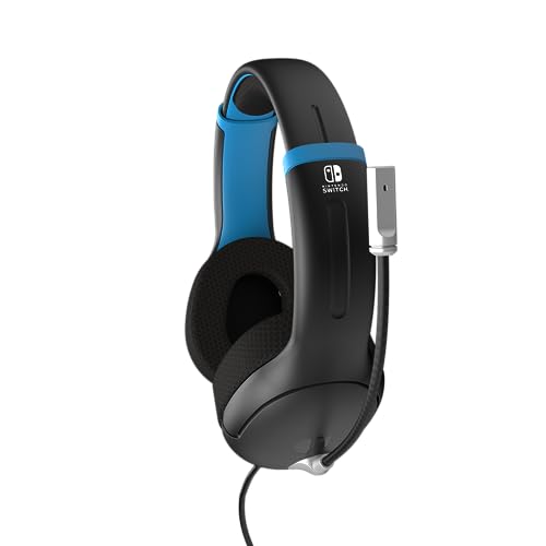 PDP Gaming AIRLITE Stereo Headset with Mic for Nintendo Switch/Lite/OLED - Wired Power Noise Cancelling Microphone, Lightweight, Soft Comfort On Ear Headphones (Moonlight Black/Blue) - color: Black and Blue
