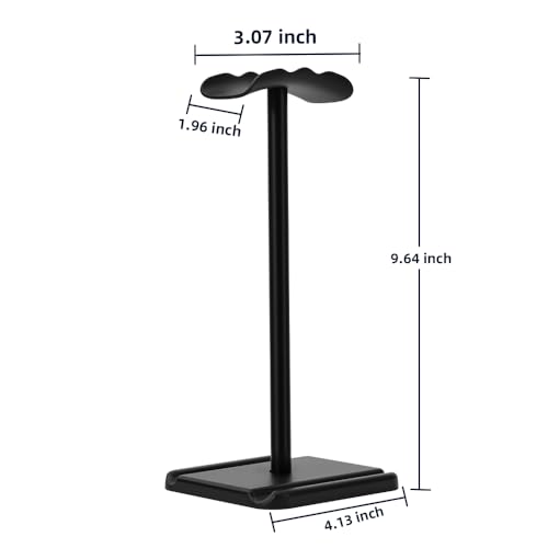 Headphone Stand, Headset Holder with Phone Holder for Desk Office Gaming | TPU-Padded Headrest, Aluminum Pole, Anti-Slip ABS Base, Universal Earphone Stand, 1 Pack Black - color: Black