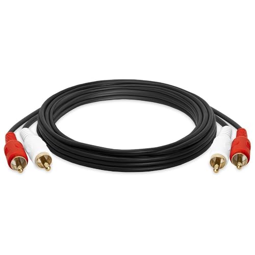 Cmple - 2 RCA Cables 6ft Dual RCA Male to Male Stereo Audio Speaker Cable Red and White Plugs Cord for Subwoofer, Audio Mixer, Amplifier, Car Stereo, Marine Audio - Black - size: 6FT
