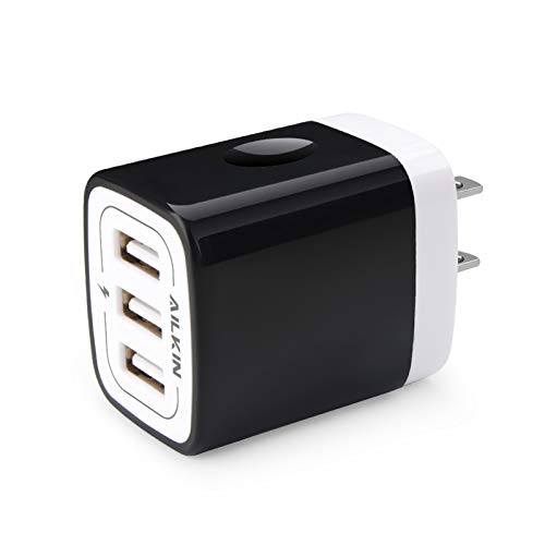 Wall Charger Plug, USB Plug Wall Outlet, 3 MultiPort Charger Station Cube | USBA Box Charger Outlet Base Brick Block Replacement for iPhone, iPad, and iWatch Charger Plug (Black) - color: Wall Charger Black1