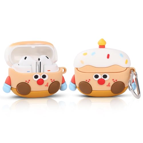 Case for Samsung Galaxy Buds 3 and for Galaxy Buds 3 Pro Earbuds with Carabiner, Silicone Charging Shockproof Protective Cover with Cartoon Skin Design for Man Woman Teen (CandleCake) - color: CandleCake