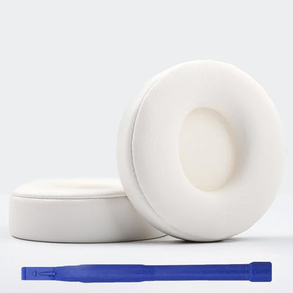 Adhiper Solo Pro Replacement Earpads for Beats Solo Pro Headphones (White) | Protein Leather Ear Pads,Noise Isolation Memory Foam Ear Cushion ,Durable ,Anti-Sweat,Soft and Comfortable - color: White