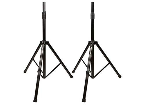Monoprice PA 스피커 스탠드, 에어 쿠션 포함, 조절 가능 - 한 쌍, 높이 조절 가능 104.2-192.9cm(41.5-74.5인치), 59kg(130파운드) 스탠드당 적재 용량, 튼튼한 스틸
