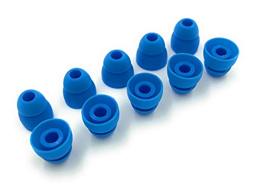 5 Pairs of Double Flange Replacement Earbud Tips fit Powerbeats, LG, Symphonized, iFrogz, Mpow, Skullcandy, Panasonic Headphones (Flash Blue) - color: Flash Blue