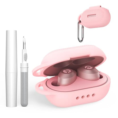 Soft Silicone Case for Raycon Everyday Classic Earbuds with Keychain&Cleaning Pen kit,Anti-Scratch Shockproof Protective Case Cover for Raycon Everyday Classic Earbuds Charging Case (Pink) - color: Pink