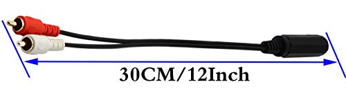 6.35mm to 2 RCA Y Splitter Cable, Gold-Plated 6.35mm (1/4 inch) TRS Female to 2 (Dual) RCA Male Stereo Audio Y Splitter Extension Adapter Cable (12Inch/30CM) - color: White
