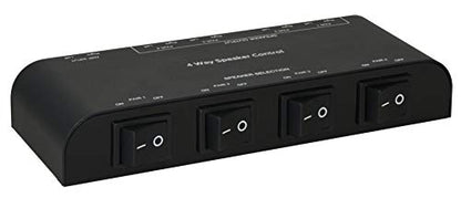 61050 2 to 4 Way Speaker Switch, 1 in 2 Out to 1 in 4 Out Way Pair Stereo Speaker Selector W/Terminal Clamps Metal Non-Slip Box - Black (1 x 4 Way) - color: Carbon Black