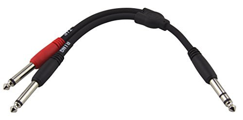 Pig Hog Solutions PYS214M 6-inch Y Cable Stereo 1/4-inch TRS (Male) to Dual Mono 1/4-inch (Male) Heavy Duty Molded Connectors Tough PVC Exterior - style: 1/4" Mono (M) to (M)