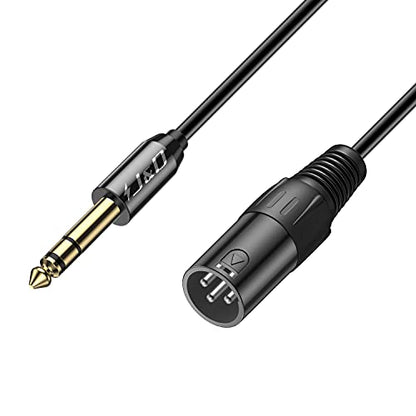 J&D 1/4 to XLR Cable, Gold Plated Heavy Duty TRS 6.35mm (1/4 inch) to XLR Male to Male Balanced Interconnect Cord for Speaker, Condenser, Mic, Mixer, AMP, 9 Feet