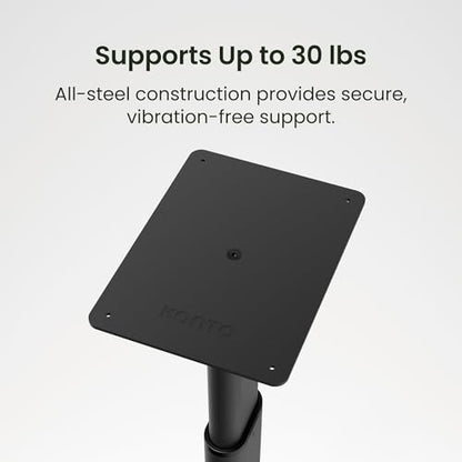 Kanto SPH Adjustable Height Bookshelf Speaker Stands, Pair | Heavy Duty Steel Floor Speaker Stands 24 to 42 in | Holds 30 lb | Internal Cable Management | Reduced Vibration | Carpet Spikes | Black - color: Black, size: Height Adjustable