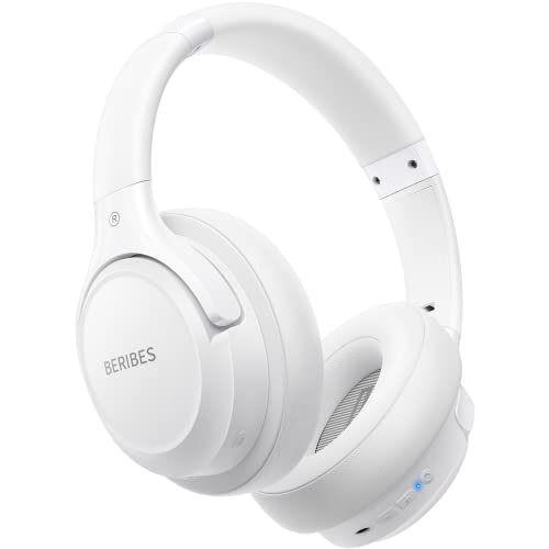 BERIBES Bluetooth Headphones Over Ear Wireless HiFi Stereo Headsets 65H 6EQ | Bluetooth 6.0,with Built-in HD Mic,Foldable Lightweight,Comfort Fit,Fast Charging,Deep Bass for Home Office Cellphone PC Ect. - color: White