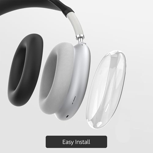 MOLOPPO 3 in 1 Case Cover Compatible with AirPods Max 2/1 2024/2020, Black | Anti-scratch Clear Soft TPU Ear Cups /Silicone Ear Pad Case /Headband Cover for AirPods Max, Transparent Accessories for Max - color: A3-Clear + Black