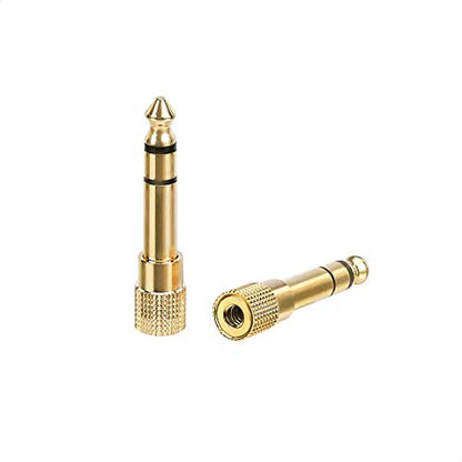 Amazon Basics Gold-Plated 6.35mm 1/4 Male to 3.5mm 1/8 Female Stereo Jack Adapter for Headphones, 2-Pack
