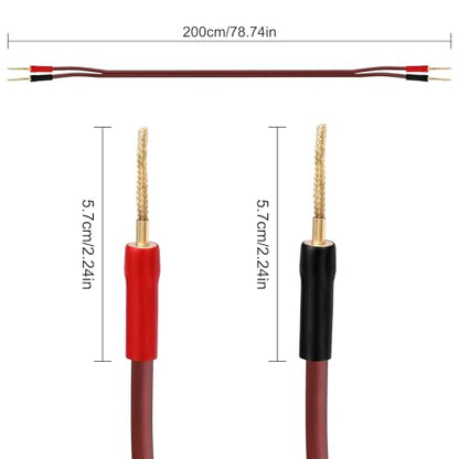 XMSJSIY Flex Pin Banana Speaker Cable 14AWG HiFi Audio OFC - 2M/6.56FT | Braided Banana Terminal Binding Post Gold-Plate Connector Loudspeaker Audio Speaker Wire for Amplifier Sound System