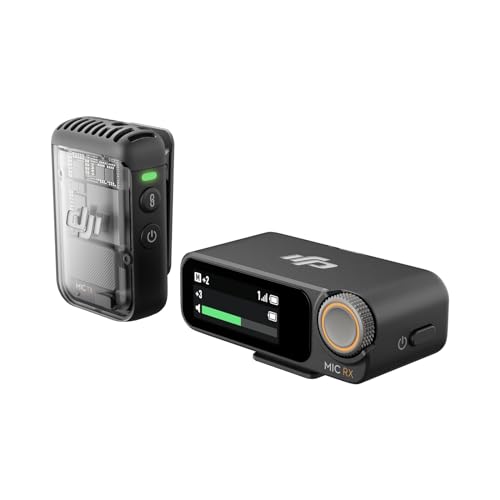DJI Mic 2 (1 TX + 1 RX), Wireless Mic with Intelligent Noise Cancelling | 32-bit Float Internal Recording, Optimized Sound, 250m (820 ft.) Range, Microphone for iphone, Android, Camera, Vlogs
