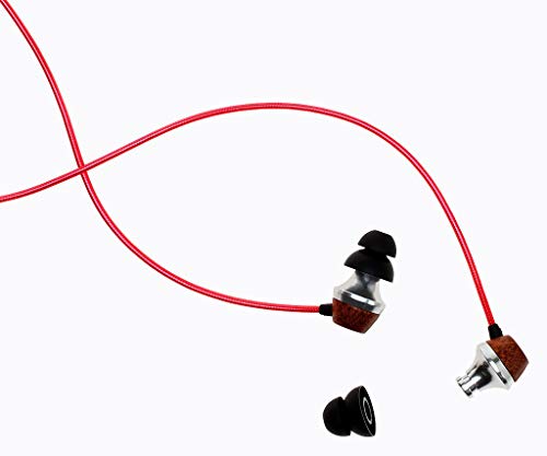 Symphonized ALN 2.0 Premium Genuine Wood In-ear Noise-isolating Headphones|Earbuds|Earphones with Innovative Shield Technology Cable and Mic (Lava Red) - color: Lava Red