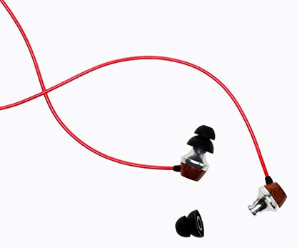 Symphonized ALN 2.0 Premium Genuine Wood In-ear Noise-isolating Headphones|Earbuds|Earphones with Innovative Shield Technology Cable and Mic (Lava Red) - color: Lava Red