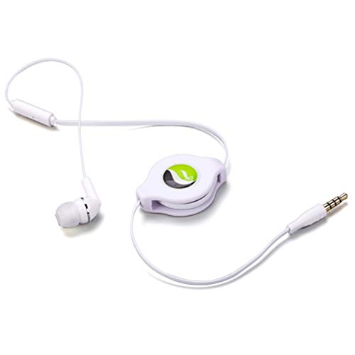 Headphone Retractable Mono Earphone Compatible with Amazon Fire HD 7 (2014 Release),(2012 Release),8 Plus (2022 Release),(2020 Release) - 3.5mm w Mic Headset Handsfree Earbud Earpiece P1J
