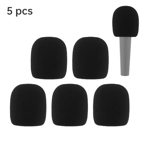 5pcs Foam Mic Cover Handheld Microphone Windscreen, Microphone Cover Foam Mic Covers, Microphone Cover Protection (Black) - color: Black
