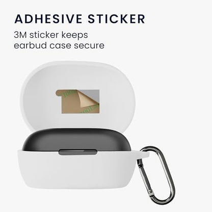 kwmobile Cover for Bose QuietComfort Earbuds Case - Silicone Cover for Earbuds Charging Case - Protective Headphone Holder with Carabiner Clip - White - color: white