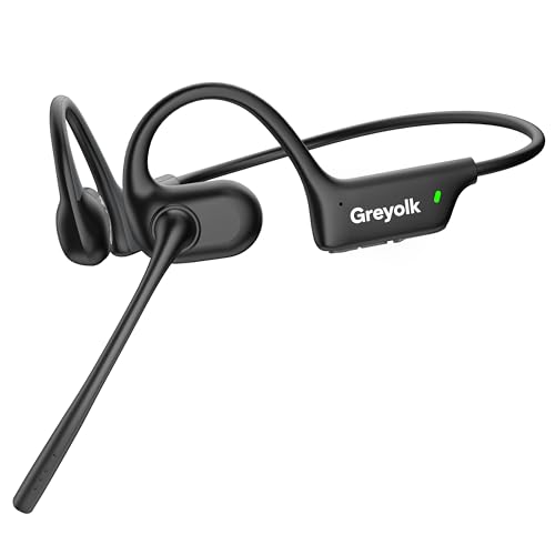 Open Ear Headphones with Mic, Bluetooth Headset with AI Noise Cancellation Microphone Air Conduction Headphones Bluetooth 5.4 Wireless Headset with Mic for Work Call Meeting Driving Sports（Black）