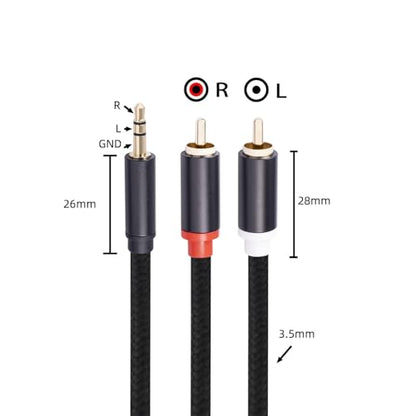 (16.5 FT / 1 Pack) 3.5mm to RCA Cable,3.5mm Male to 2RCA Male Audio Stereo Cable for Smartphones, MP3, Tablets, Speakers, HDTV - size: 16.5 FT