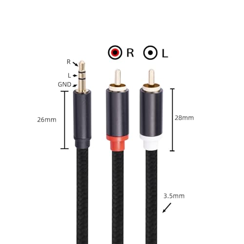 (33 FT / 1 Pack) 3.5mm to RCA Cable,3.5mm Male to 2RCA Male Audio Stereo Cable for Smartphones, MP3, Tablets, Speakers, HDTV - size: 33 FT