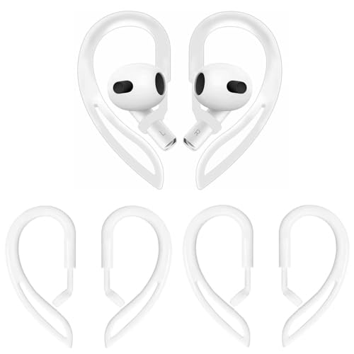 3 Pairs Ear Hooks for AirPods Pro 3 (2025) 2nd AirPods Pro AirPods 3rd 2 1 [360° Rotatable Multi-Dimensional Adjustable] Silicone Soft Comfortable Anti-Slip Sports Clamp (White) - color: White