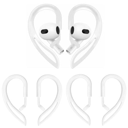 3 Pairs Ear Hooks for AirPods Pro 3 (2025) 2nd AirPods Pro AirPods 3rd 2 1 [360° Rotatable Multi-Dimensional Adjustable] Silicone Soft Comfortable Anti-Slip Sports Clamp (White) - color: White